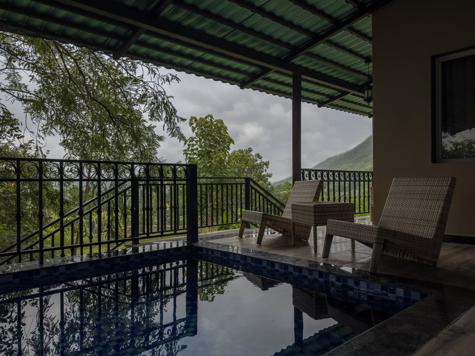 A private plunge pool looking out over the hills
