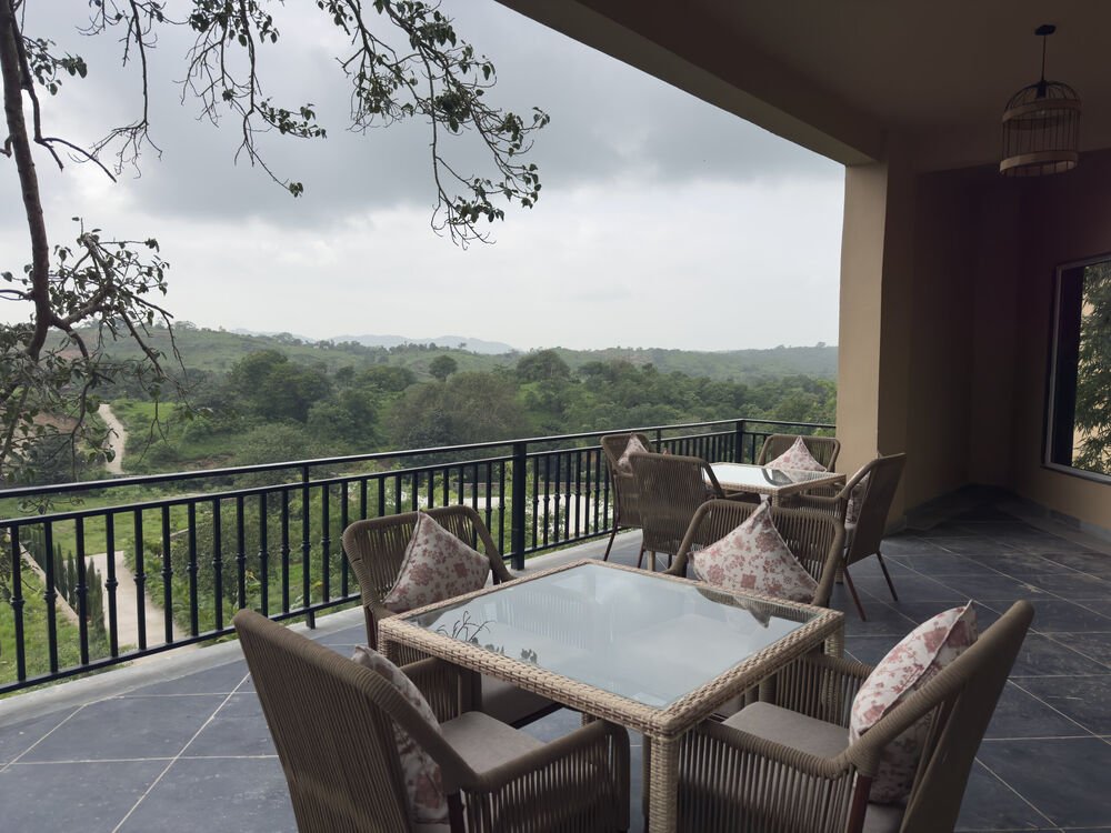 Covered terrace by the pool